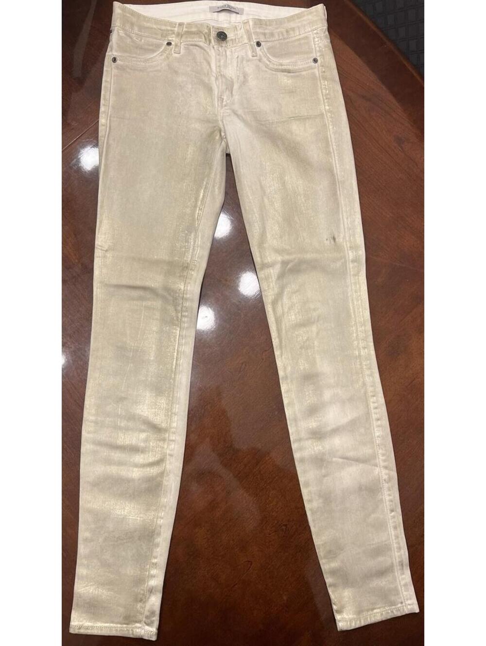 RICH AND SKINNY JEANS SIZE 27 USA Gold Splashes Inseam 29.5”